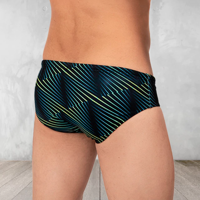 Sunga Slip Natacion NEGRA LINEAS DEGRADE — imagen 8