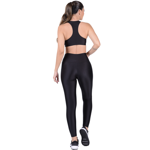 CONJUNTO FITNESS CIRRÊ TOP COM BOJO REMOVÍVEL E CALÇA CÓS ALTO PRETO - comprar online
