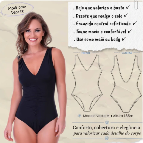 Imagem do Maiô de Praia Preto Moderno e Sofisticado