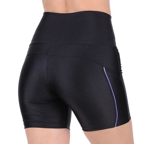 Short Curto Fitness Cirrê Cós Alto Preto Summer Soul