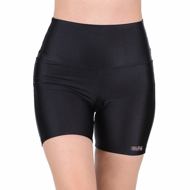 Short Curto Fitness Cirrê Cós Alto Preto Summer Soul