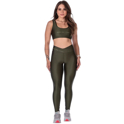 Legging Fitness Cós Alto Transpassado Verde – Elegância e Conforto em Alta - loja online