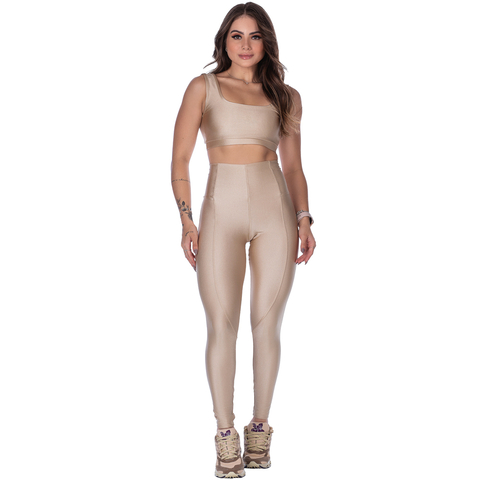 Calça Legging Fitness com Cintura Alta Bege Perfeita para Todos os Tipos de Corpo - loja online