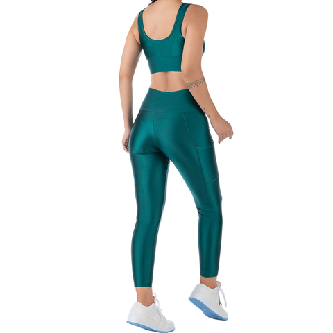 Conjunto Fitness Cirrê Top e Calça Verde - comprar online