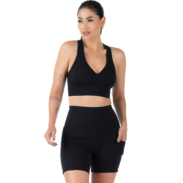 Conjunto Fitness Suplex Top e Short Preto