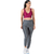 Imagem do Calça Legging Fitness em Cirrê Cinza Cós Alto com Friso para Treinos
