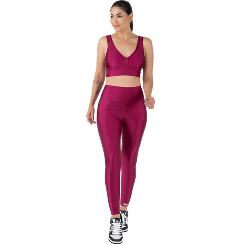 Calça Legging Fitness Magenta Cirrê Cós Alto com Bolso para Treinos Confortáveis - Summer Soul