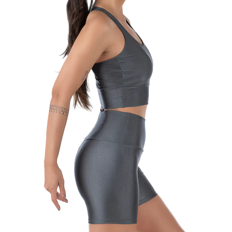 Conjunto Fitness Cirrê Short e Top Cinza na internet