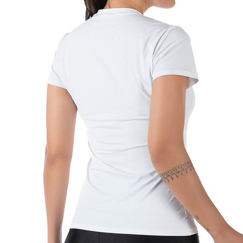 Blusa Fitness Manga Curta Decote V Branca em Tecido NewTrip - comprar online