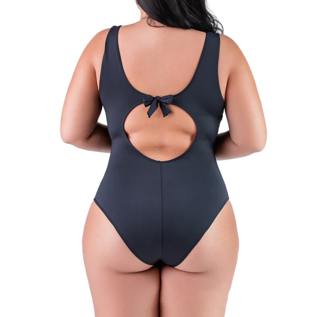 Maiô Body Plus Size Decote Transpassado Com Bojo Preto - comprar online
