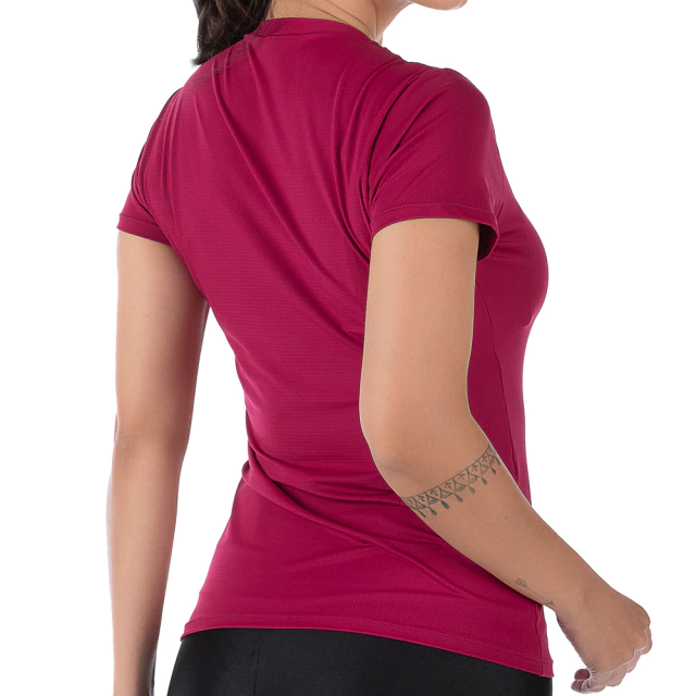 Blusa Fitness Manga Curta Decote V Pink em Tecido NewTrip