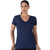 Blusa Fitness Manga Curta NewTrip Decote V com Fenda Azul