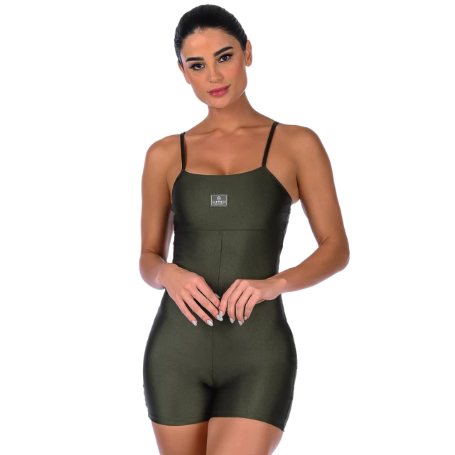 Macaquinho Fitness Feminino Verde Militar - Conforto e Estilo para Treinos - comprar online