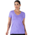 Blusa Fitness Manga Curta NewTrip Decote V com Fenda Roxa
