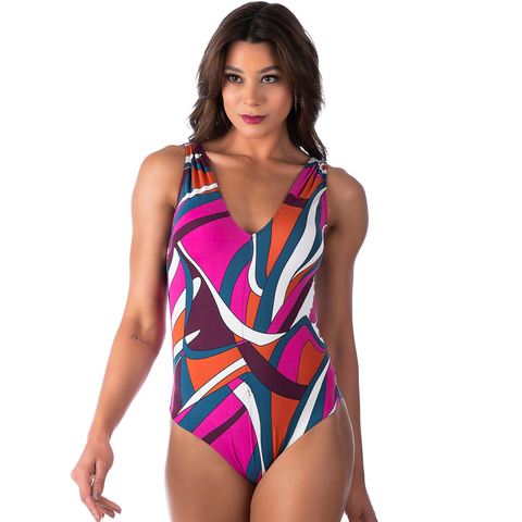 Maiô de Praia Com Bojo Fio Duplo Abstrato Roxo na internet