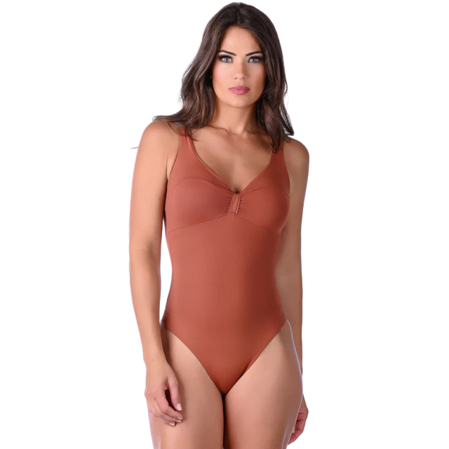 Maiô Com Bojo e Fecho Fio Duplo Marrom - comprar online