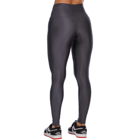 Calça Legging Fitness Cirrê Cós Alto Básica Cinza na internet