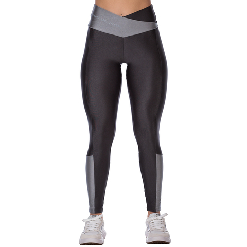 Legging Fitness com Cós Alto Transpassado Cinza – Conforto e Estilo - comprar online