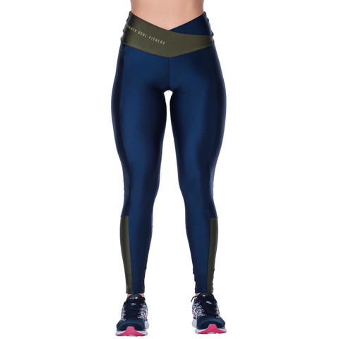 Legging Fitness com Cós Alto Transpassado Marinho – Conforto e Estilo - comprar online