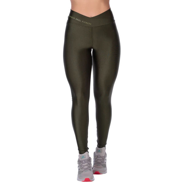 Legging Fitness Cós Alto Transpassado Verde – Elegância e Conforto em Alta - comprar online