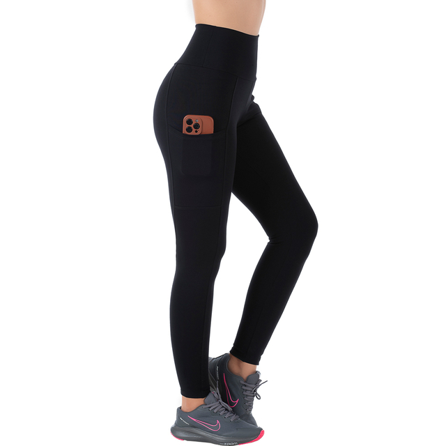 Calça Legging Fitness Preta Suplex Cós Alto com Bolso para Treinos Confortáveis