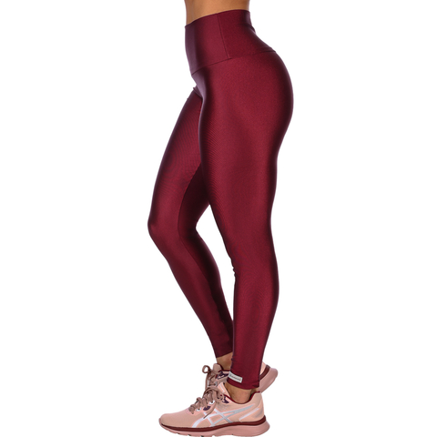 Calça Legging Fitness Cirrê Cós Alto Básica Bordo - Summer Soul