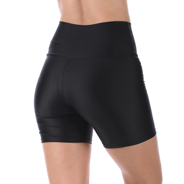 Short Curto Fitness em Cirrê Preto Cós Alto Conforto e Estilo para seus Treinos - comprar online