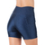 Short Curto Fitness Azul em Cirrê Cós Alto com Bolso para Treinos Confortáveis - comprar online
