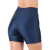 Short Curto Fitness Azul em Cirrê Cós Alto com Bolso para Treinos Confortáveis - comprar online