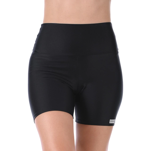Short Curto Fitness em Cirrê Preto Cós Alto Conforto e Estilo para seus Treinos - comprar online