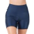 Short Curto Fitness Azul em Cirrê Cós Alto com Bolso para Treinos Confortáveis na internet