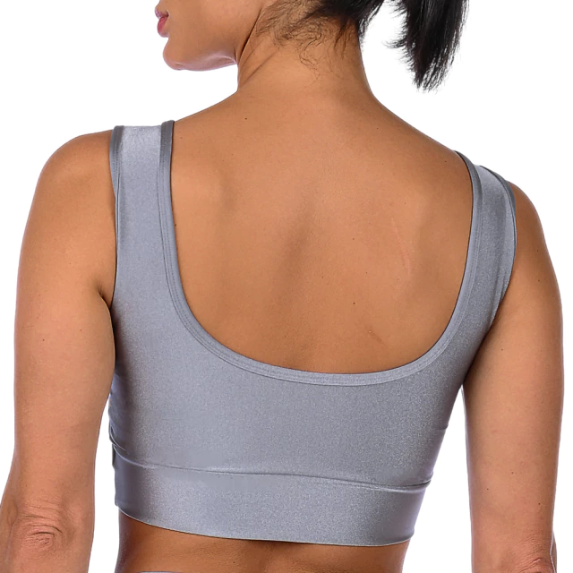 Top Fitness de Alta Sustentação Com Bojo Removível - Conforto e Tecnologia - Prata - comprar online