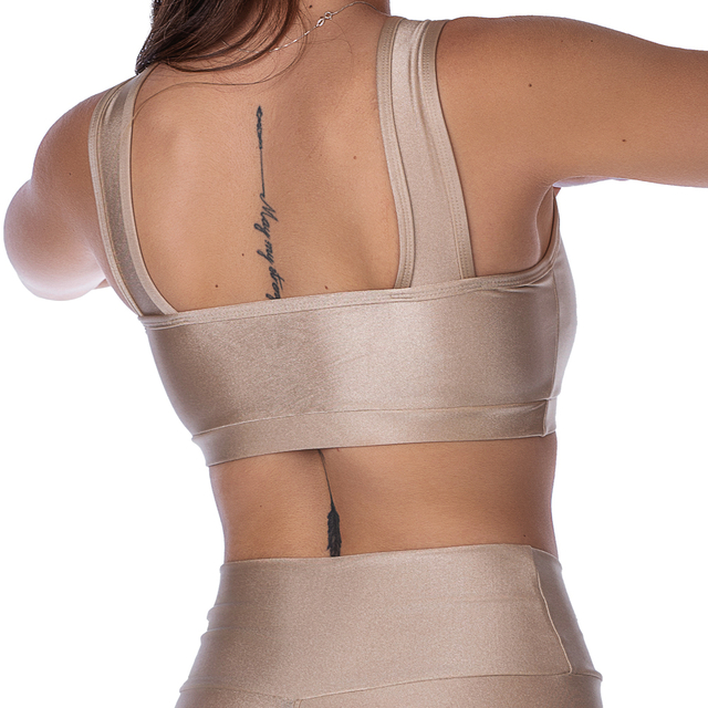 Top Fitness com Bojo Removível Bege – Perfeito para Atividades Intensas - comprar online