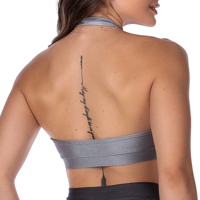Top Fitness Frente Única com Decote Estiloso e Bojo RemovÍvel Cinza - Elegância no Treino - comprar online