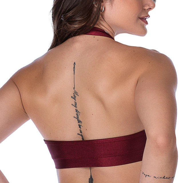 Top Fitness Frente Única com Decote Estiloso e Bojo RemovÍvel Bordô - Elegância no Treino - comprar online