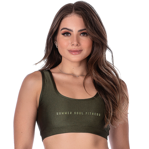 Top Fitness com Bojo Removível Verde – Perfeito para Atividades Intensas - comprar online