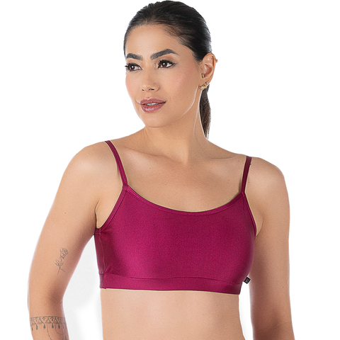 Top Fitness Magenta com Bojo Removível em Tecido Cirrê