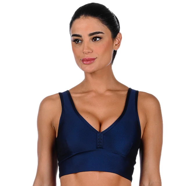 Top Regata Cós Largo Fitness Cirrê Bojo Removível Azul - comprar online