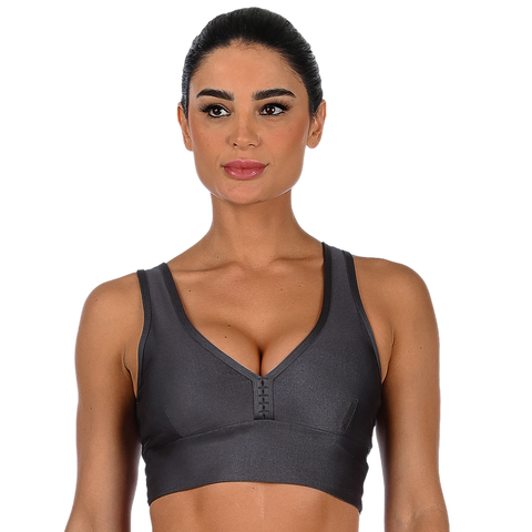 Top Fitness Cirrê Cós Largo Bojo Removível Regata Cinza - comprar online