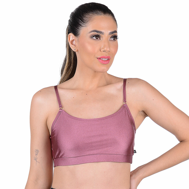 Top Fitness Rosa Matte com Alças Finas