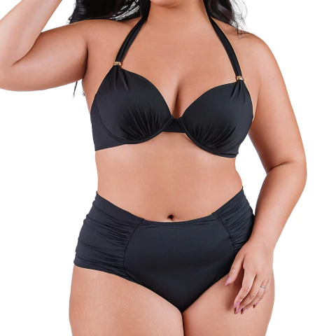Biquíni Meia Taça e Hot Pants Plus Size Preto Summer Soul - loja online