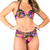 Calcinha de Biquíni Cintura Baixa Lateral Franzida Floral Preto - Summer Soul