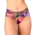 Calcinha de Biquíni Cintura Baixa Lateral Franzida Floral Preto