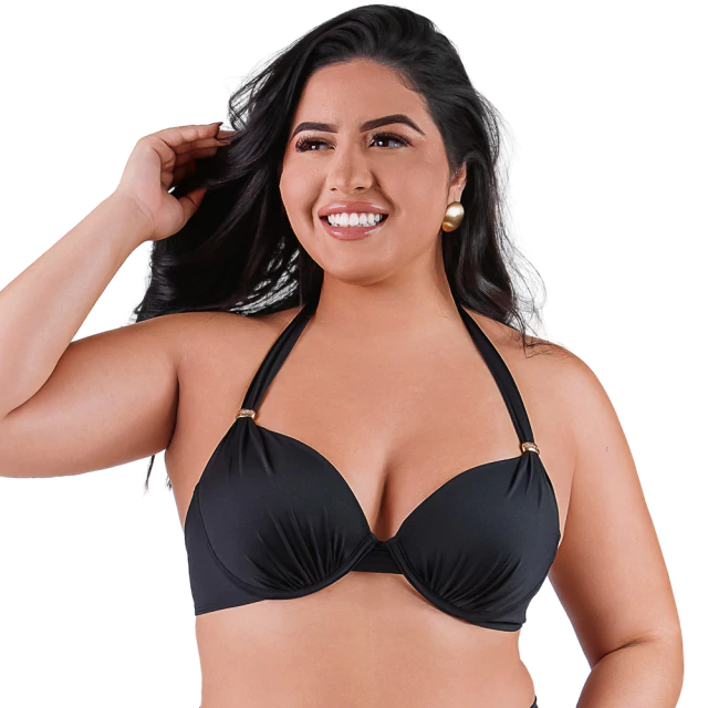 Top Biquíni Com Bojo Meia Taça Plus Size Preto Summer Soul - comprar online