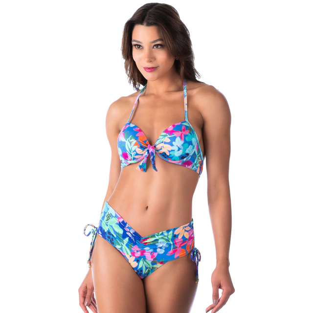 Biquíni Com Bojo Cintura Baixa Floral Azul