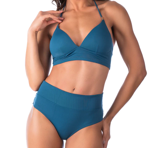 Calcinha de Biquíni Hot Pants Cós Duplo Petróleo - Summer Soul