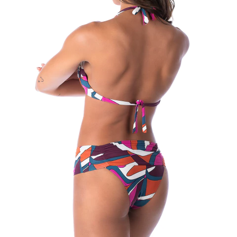 Biquíni Cintura Baixa Com Bojo Estampado Abstrato Roxo na internet