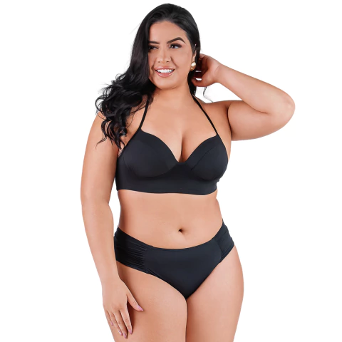 Calcinha de Biquíni Cintura Baixa Plus Size Preto Summer Soul - loja online