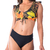 Top Biquíni Cropped Sem Bojo Com Babado Folhagem Preto - Summer Soul