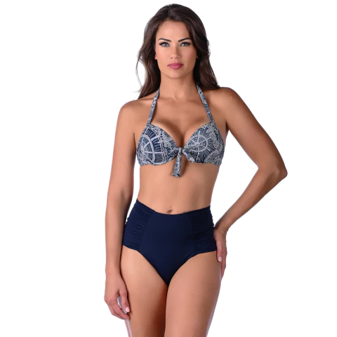 Calcinha de Biquíni Hot Pants Azul Escuro Lateral Dupla Franzida - loja online